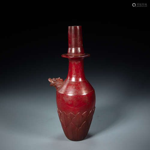 CHINESE LIULI DRAGON HEAD PURIFYING BOTTLE, TANG DYNASTY