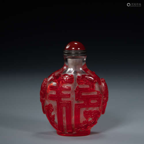 COLORED GLASS SNUFF BOTTLE, QING DYNASTY, CHINA