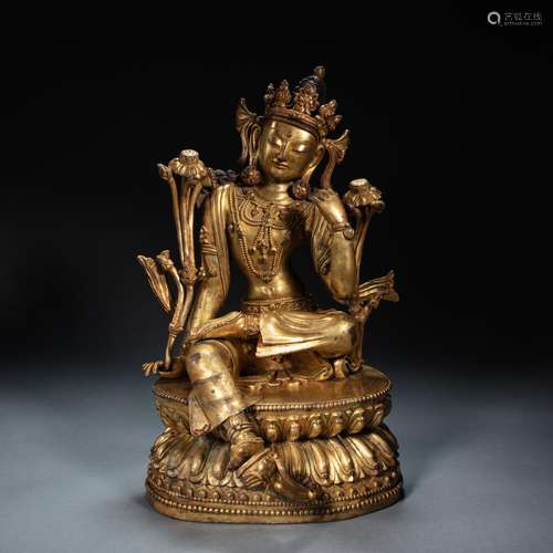 GILT BRONZE BUDDHA STATUE, MING DYNASTY, CHINA