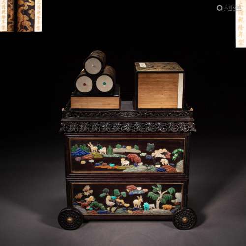 CHINESE ROSEWOOD TREASURE BOX OF THE STUDY, QING DYNASTY