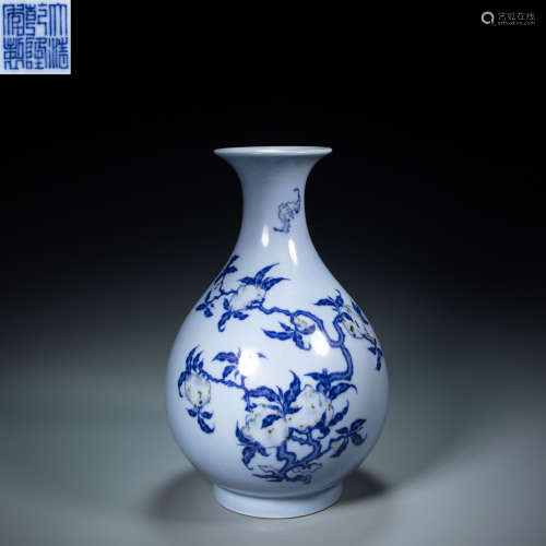 CHINESE UNDERGLAZED RED BLUE AND WHITE VASE, QING DYNASTY