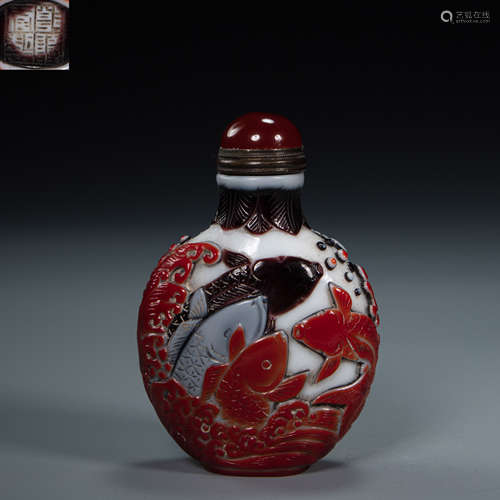 COLORED GLASS SNUFF BOTTLE, QING DYNASTY, CHINA