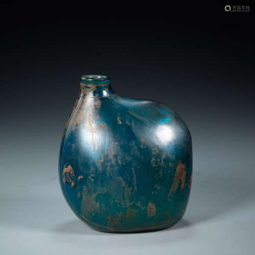 CHINA COLORED GLAZED LEATHER POT, TANG DYNASTY
