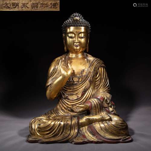 GILT BRONZE BUDDHA STATUE, MING DYNASTY, CHINA