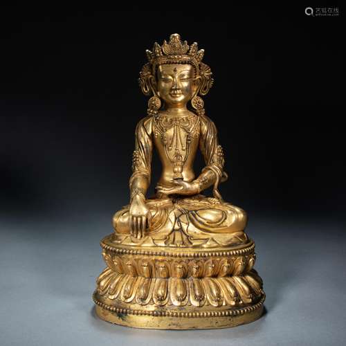 GILT BRONZE BUDDHA STATUE, MING DYNASTY, CHINA