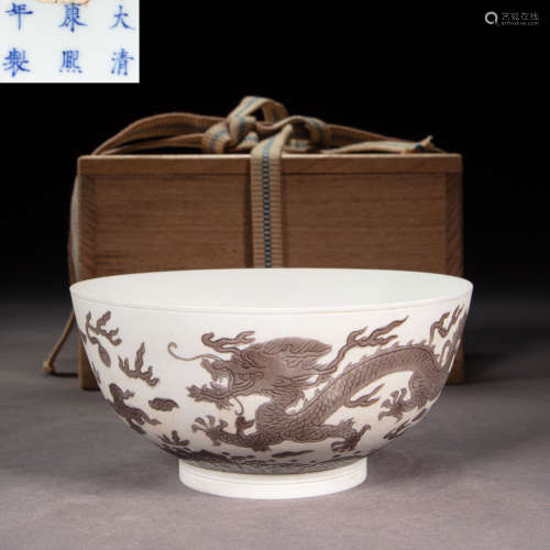 CHINESE PORCELAIN DRAGON PATTERN BOWL, QING DYNASTY