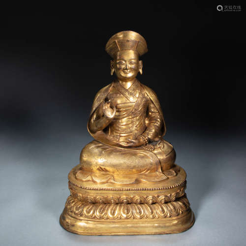 CHINESE GILT BRONZE STATUE OF BUDDHA, QING DYNASTY