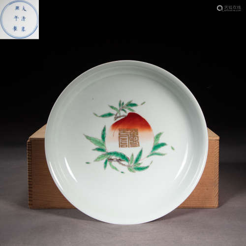 CHINESE PORCELAIN SHOU TAO PLATE, QING DYNASTY