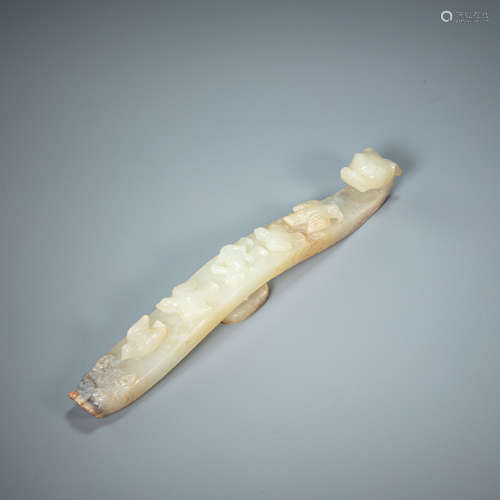 CHINESE HETIAN JADE BELT HOOK, HAN DYNASTY