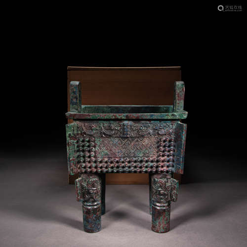 CHINESE WESTERN ZHOU DYNASTY BRONZE SQUARE DING