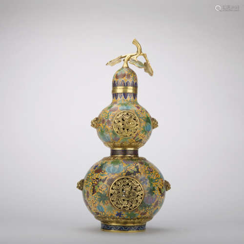 景泰藍花鳥紋葫蘆瓶