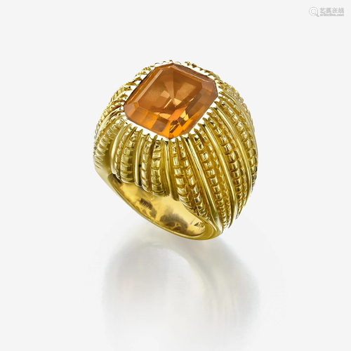 An eighteen karat gold and citrine ring, Verdura