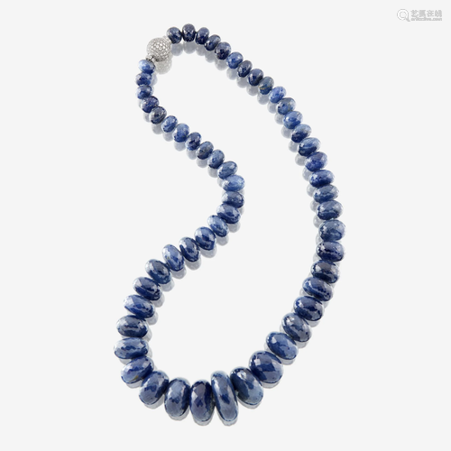 A sapphire, diamond, and platinum necklace