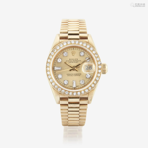 An eighteen karat gold and diamond, automatic, bracelet