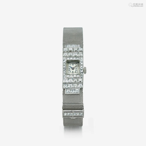 An Art Deco diamond and platinum bracelet watch c. 1925