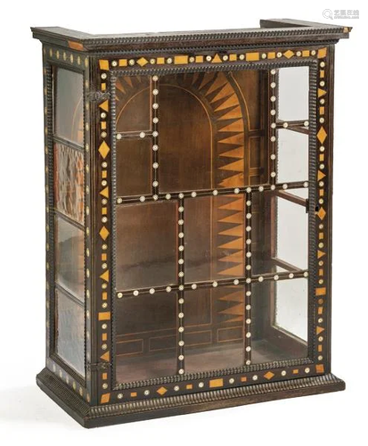 Indo-Portuguese showcase in rosewood with decoration of