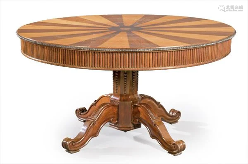 Rosewood and satinwood library table, England, 19th