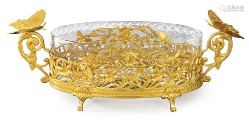 Art Nouveau centerpiece in mercury-gilt bronze and