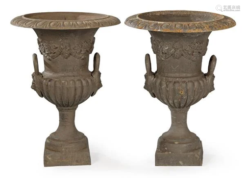 Pair of black-painted cast iron Medici glasses. With