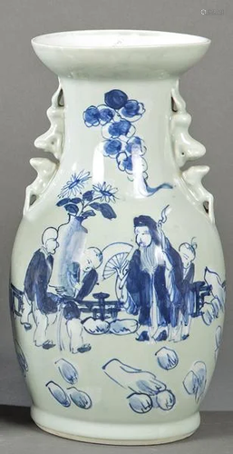 Chinese porcelain vase with celadon green glaze and