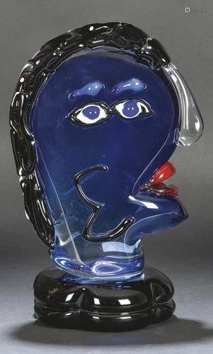 Cubist face in Murano glass h. 1980. size: 36 x 18