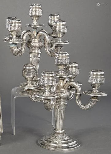 Pair of 1st Law punched Spanish silver candelabra.