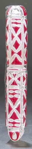 Bohemian glass perfume partially enameled in red, with