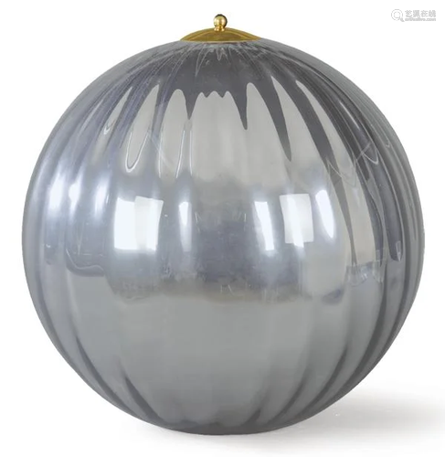 Globular table lamp in silver Murano glass. Italy,