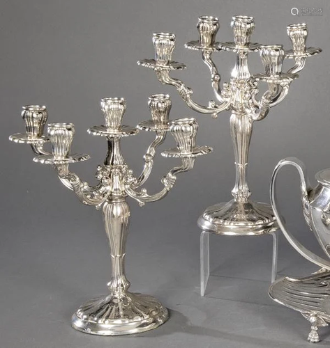 Pair of candelabra with five arms of punched Spanish