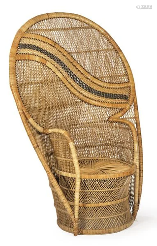 Emmanuelle or Pomare armchair in braided rattan. The