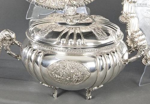 Spherical tureen of Spanish silver punched 1st Law of