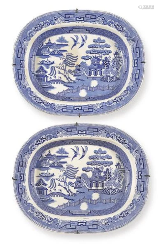 Pair of meat platters, in Willow Stone China