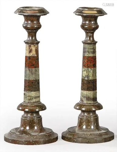 Pair of candlesticks of hard stones S. XIX. With