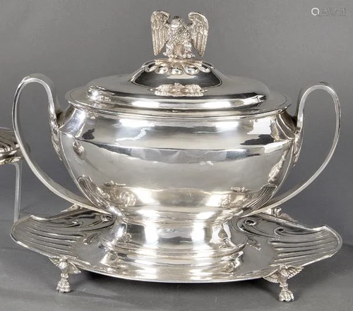 Tureen with a Spanish silver tray punched 1st Law of