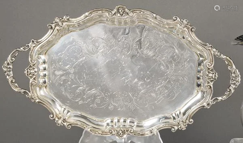 Tray with two handles of Spanish silver punched 1st Law