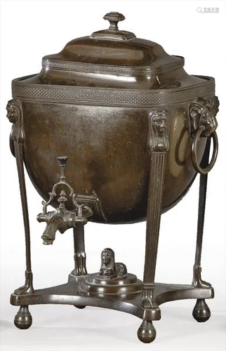 English samovar Regency period of patinated copper h.