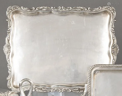 Rectangular tray of punched Spanish silver 1st Dur�n