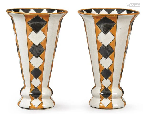 Pair of art deco glazed ceramic vases from Keralouve La