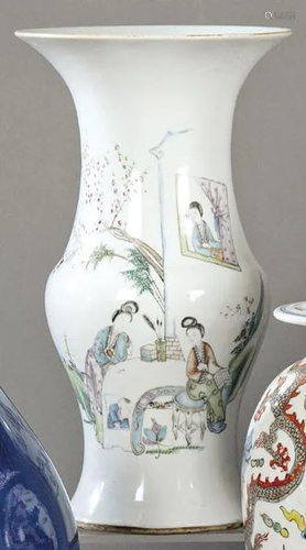 Chinese porcelain flared vase with polychrome enamels,