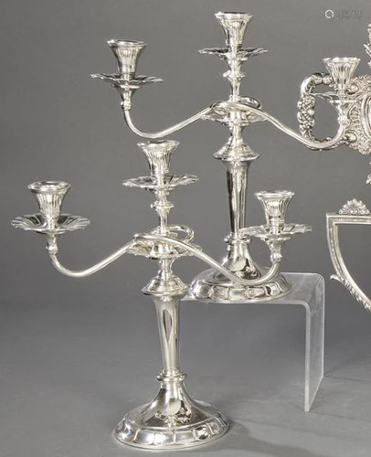 Pair of candelabra in Spanish silver stamped 1st Law of