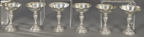 Set of six 1st Law punched Spanish silver champagne