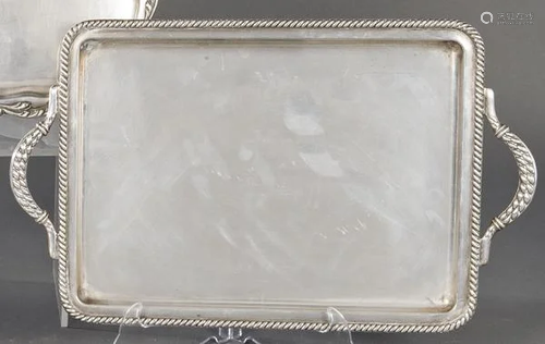 Tray with two handles of Spanish silver punched 1st Law