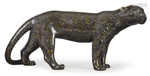 Panther figure in glazed ceramic by Josep Serra i