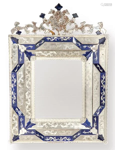 Rectangular mirror in Murano glass with cut-out