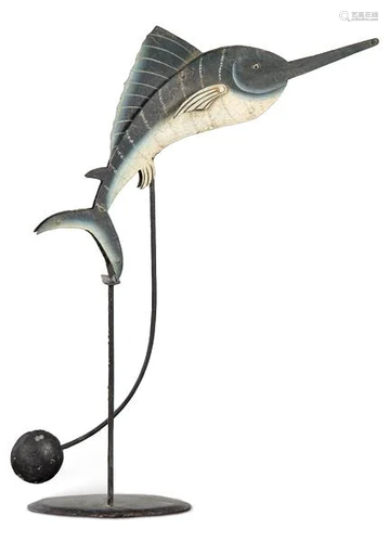 French painted iron tentative representing a swordfish.