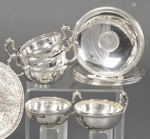 Set of six cups with their plates in Spanish silver