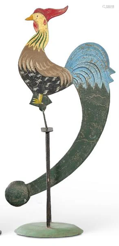 French painted iron tentative representing a rooster.