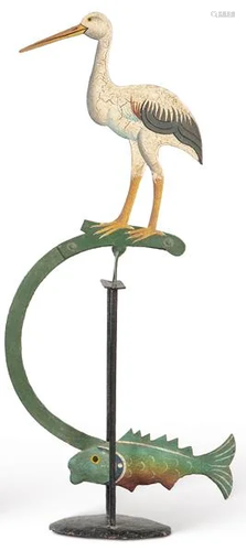 French tentetieso in painted iron representing a heron