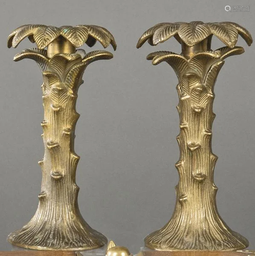 Pair of bronze candlesticks in the style of the Maison