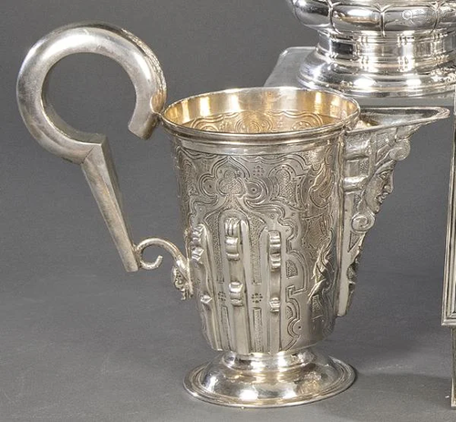 Spanish silver spout pitcher punched 1st Law of L�pez.